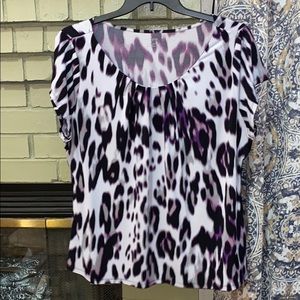 Leopard Print Purple, gray, black, white 2X top